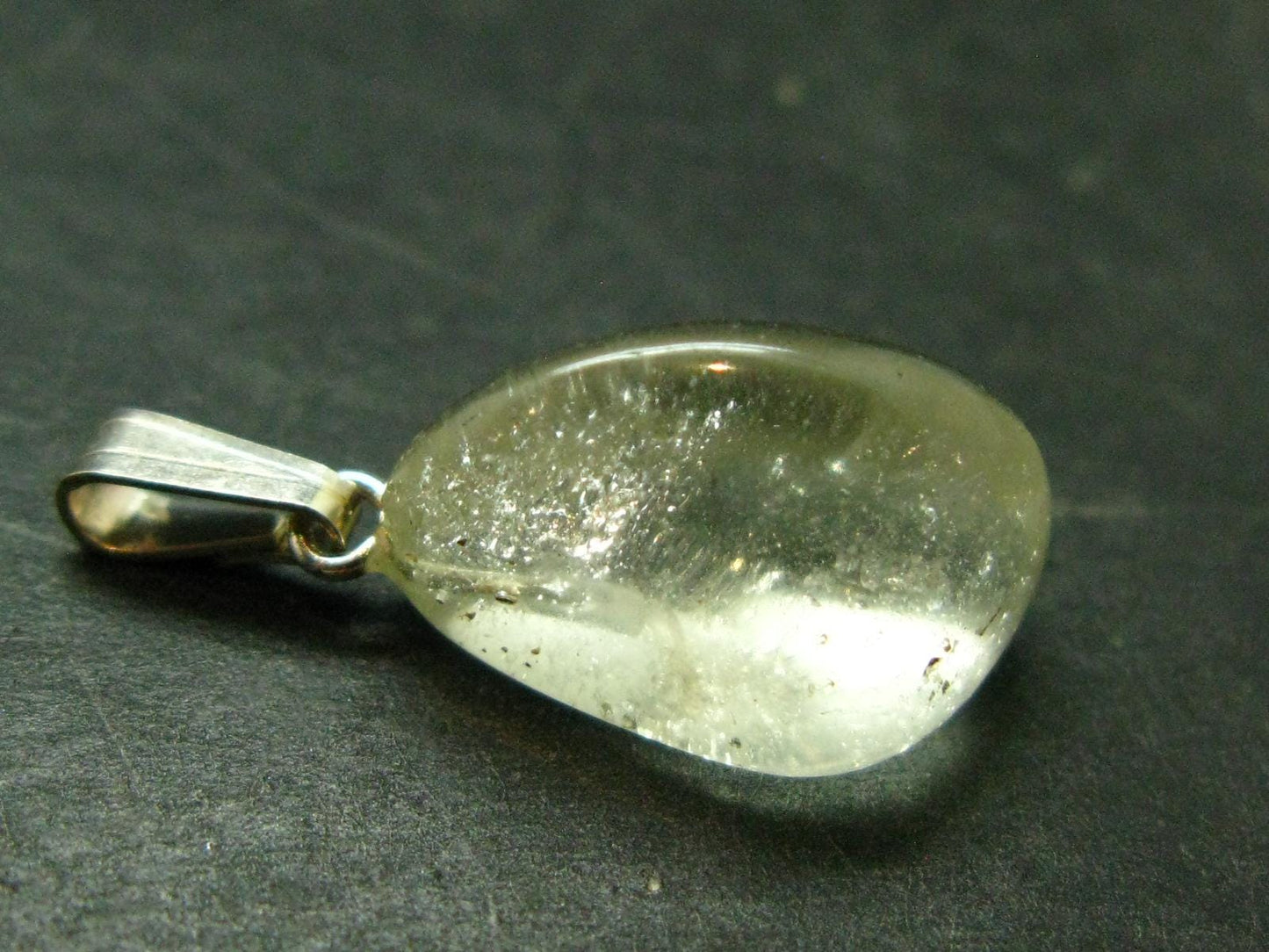 Gem Libyan Desert Glass Tektite Pendant Sterling Silver from Libya - 1.0" - 1.9 Grams