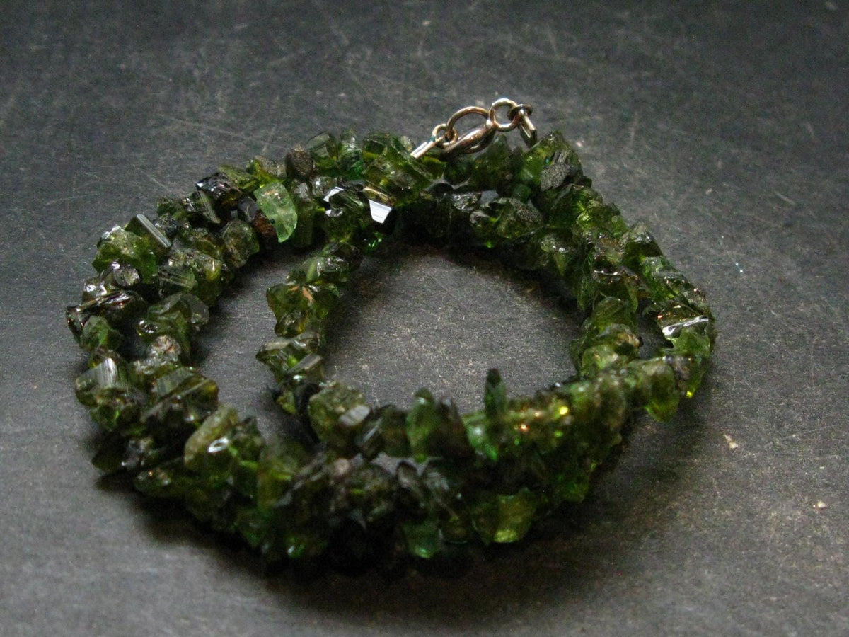 Lightweight Tumbled Green Tourmaline Beads Necklace from Brazil - 19" - 19.70 Grams