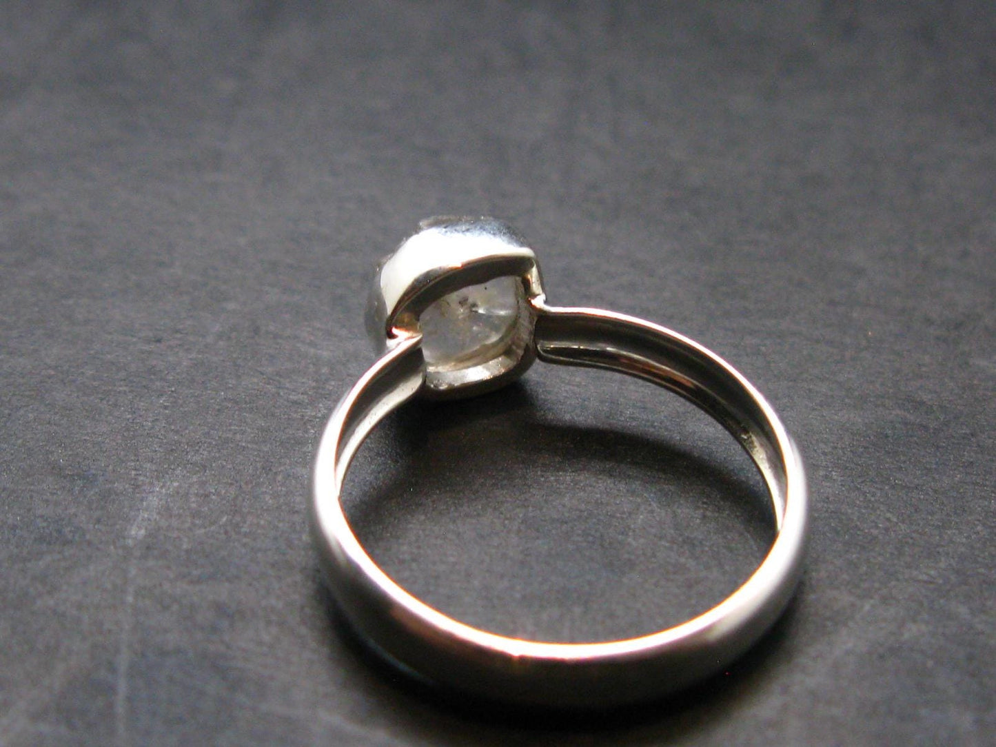 Gray Herderite Silver Ring from Africa - Size 6 - 1.77 Grams