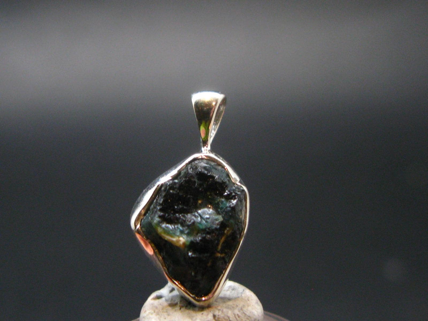 Extremely Rare Rough Grandidierite Silver Pendant From Madagascar - 0.9" - 1.39 Grams