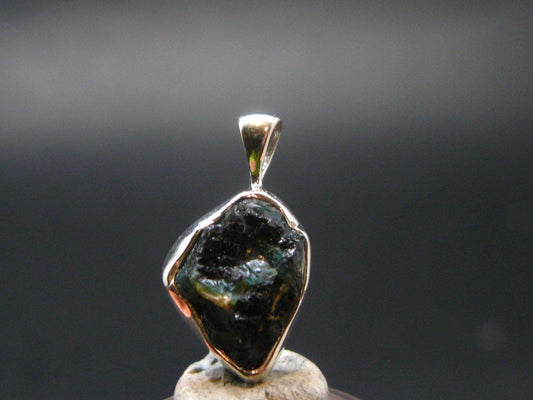 Extremely Rare Rough Grandidierite Silver Pendant From Madagascar - 0.9" - 1.39 Grams