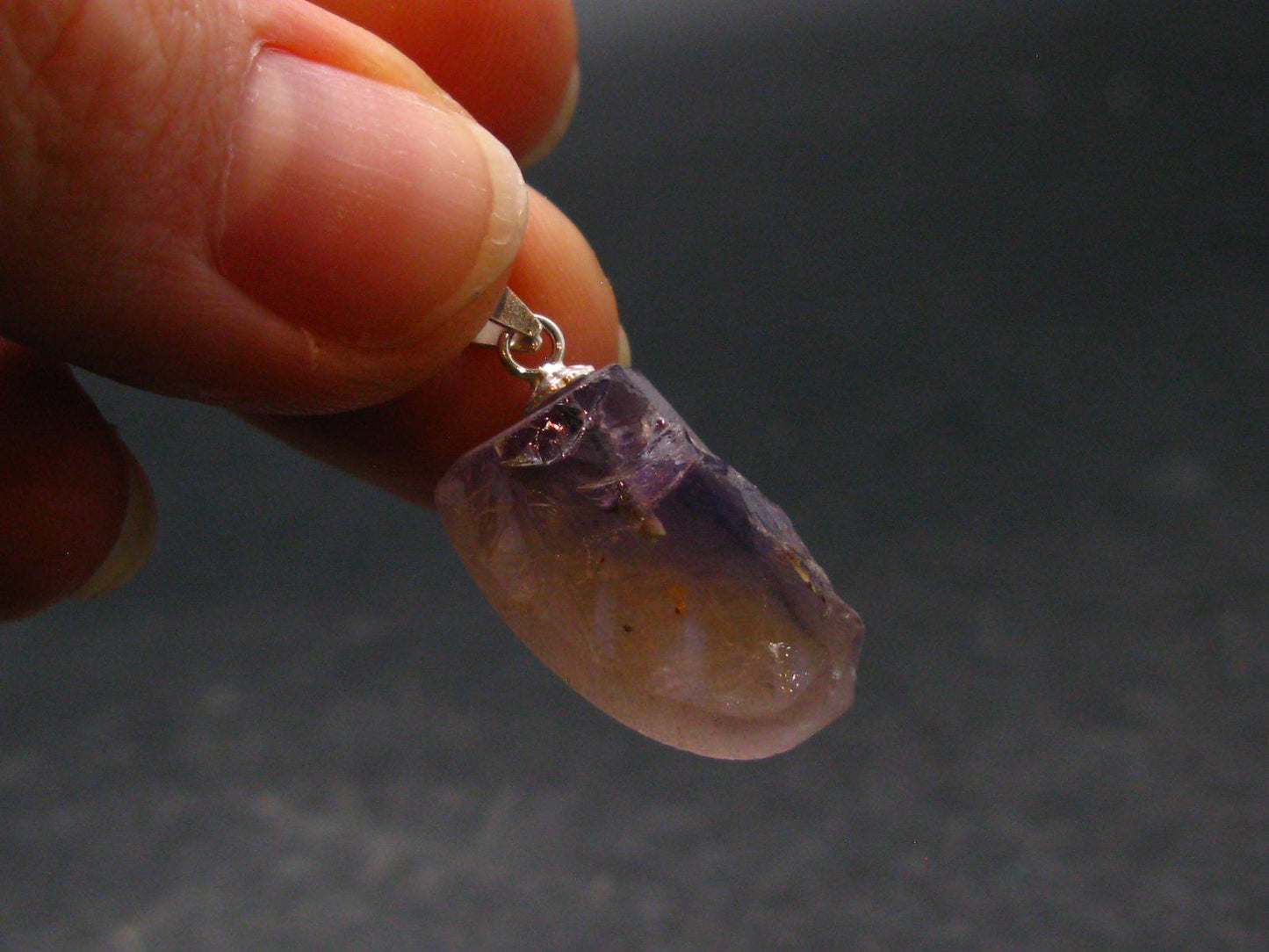 Stunning Natural Gem Ametrine Crystal Silver Pendant From Bolivia - 1.0" - 3.39 Grams