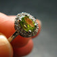 Natural Faceted Peridot Olivine Sterling Silver Ring - 2.86 Grams - Size 7.5