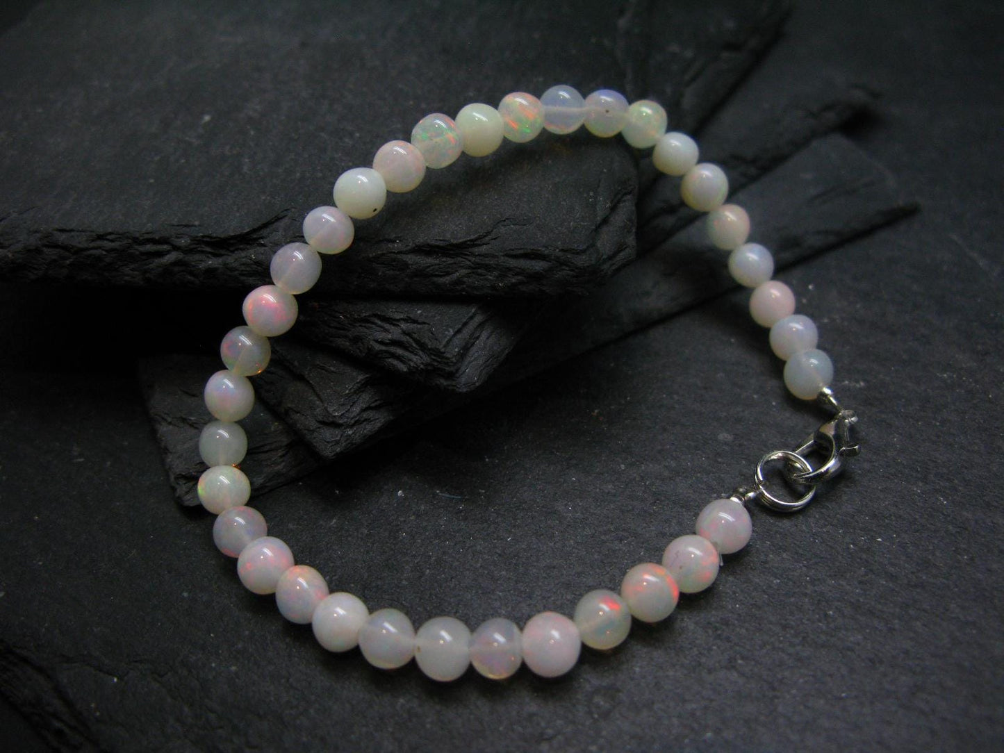 Precious Opal Genuine Bracelet ~ 7 Inches ~ 5mm Round Beads