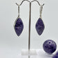 Charoite & Sterling Silver Marquise Earrings - 13.37 Grams