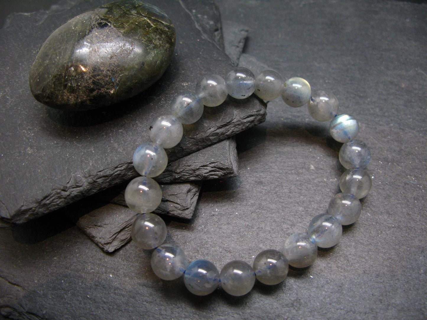 Labradorite Genuine Bracelet ~ 7 Inches ~ 10mm Round Beads