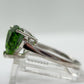 Green Helenite Trillion Cut Ring – Sterling Silver Faceted Gemstone Statement Ring
