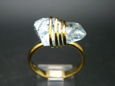 Aquamarine Gem Gold Plated Sterling Silver Ring - Size 10 - 4.55 Grams