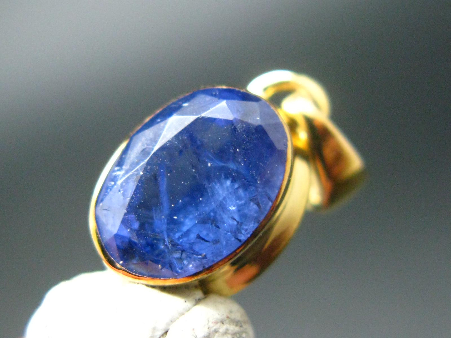 Natural Faceted Tanzanite Gold Plated Sterling Silver Pendant from Tanzania - 0.7"