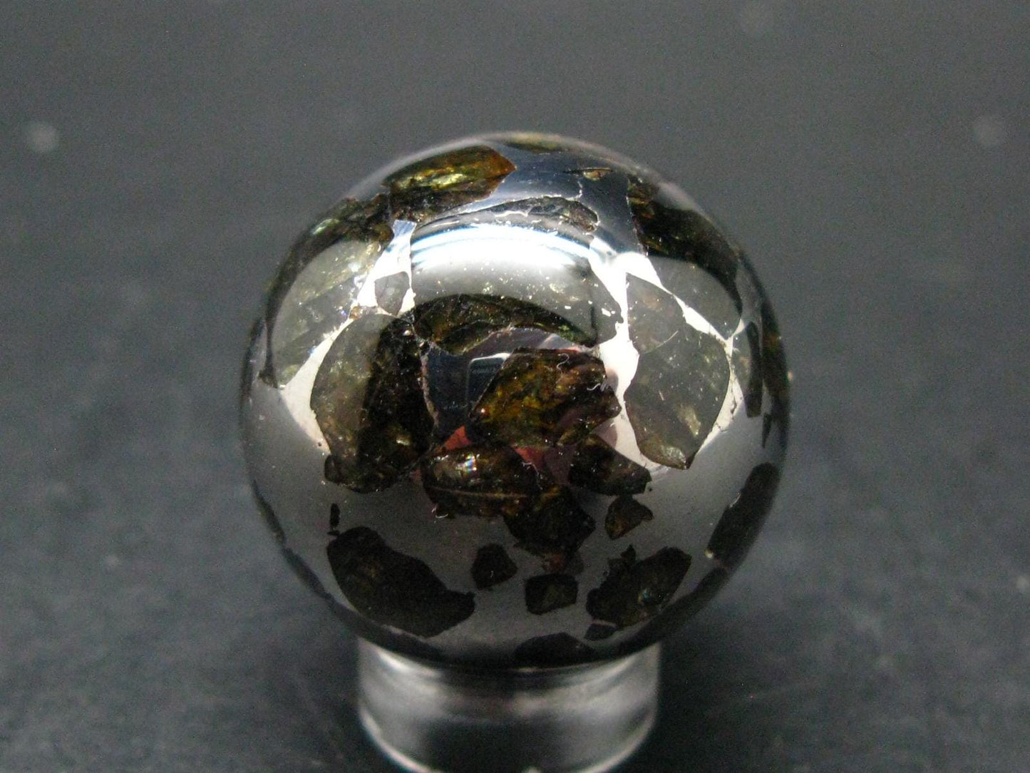 Large Seymchan Meteorite Pallasite Olivine Sphere Ball From Russia - 1.1" - 51.19 Grams