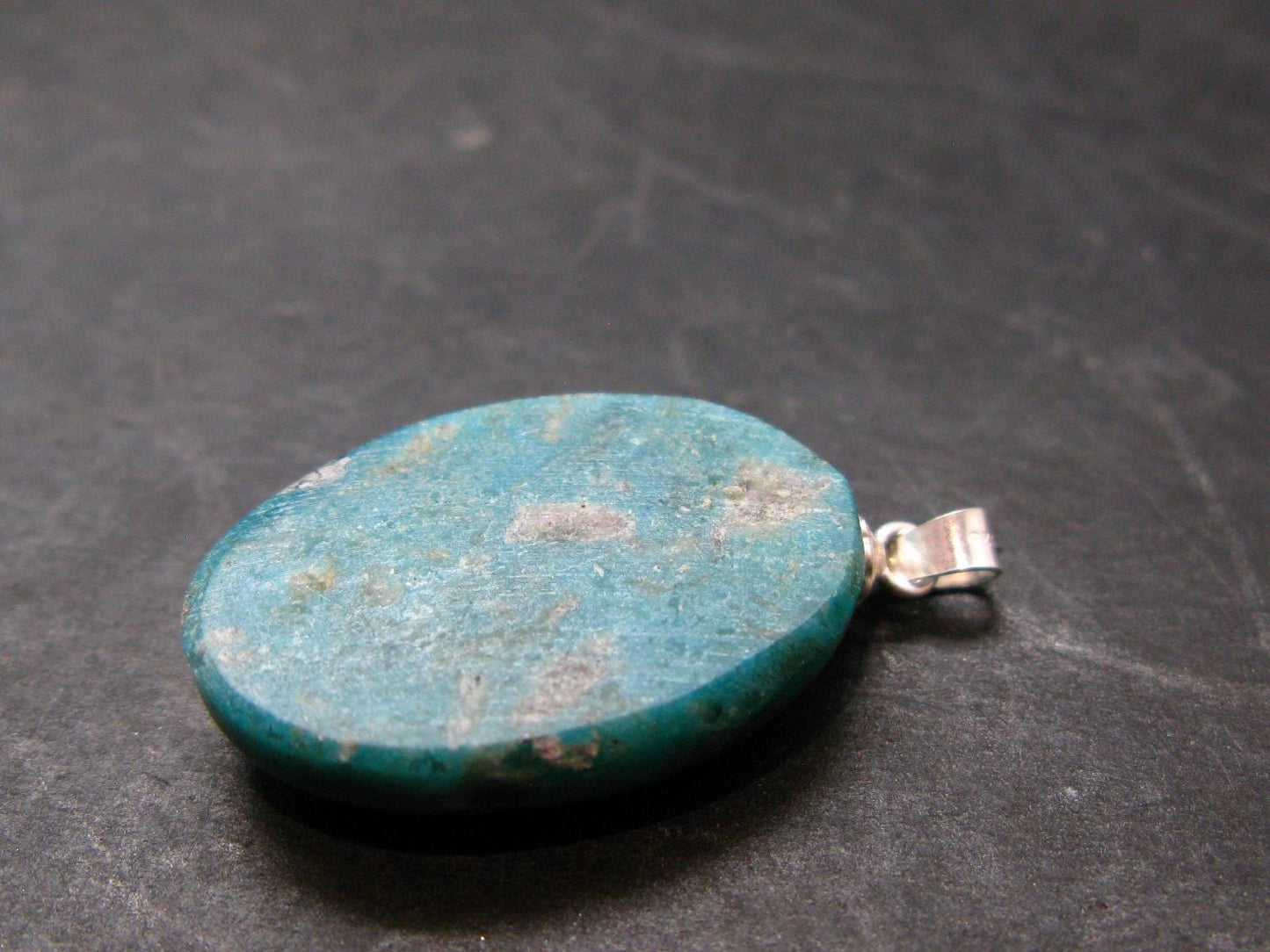 Genuine Turquoise Silver Pendant From Sleeping Beauty Arizona - 1.2" - 4.12 Grams