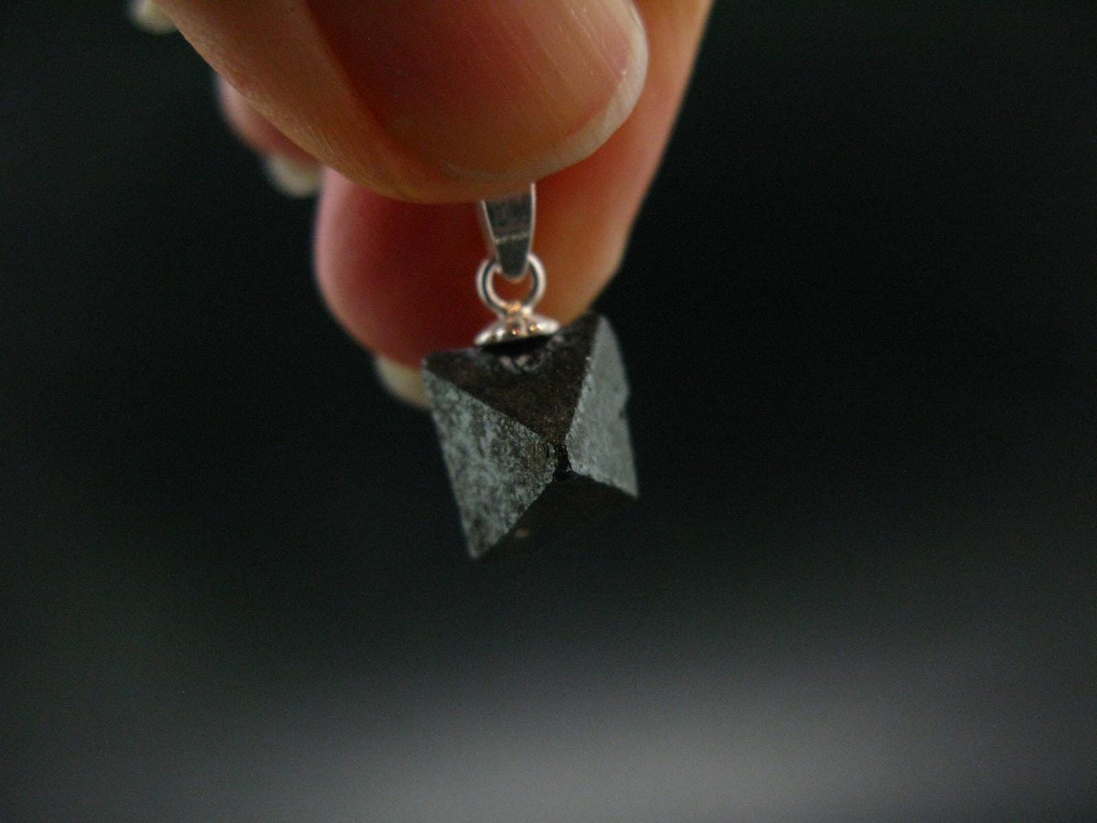 Magnetite Crystal Silver Pendant From Bolivia - 0.7" - 1.66 Grams