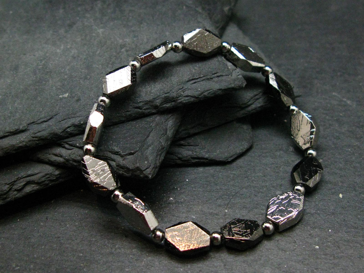 Meteorite Muonuonolusta Genuine Bracelet ~ 6.5 Inches ~ 12mm Facetted Beads