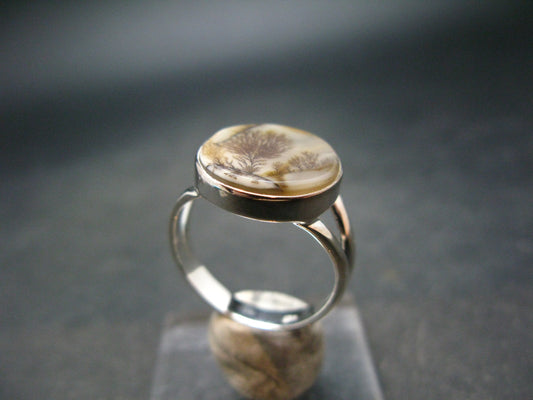 Moss Agate Silver Ring From Russia - 4.3 Grams - Size 10