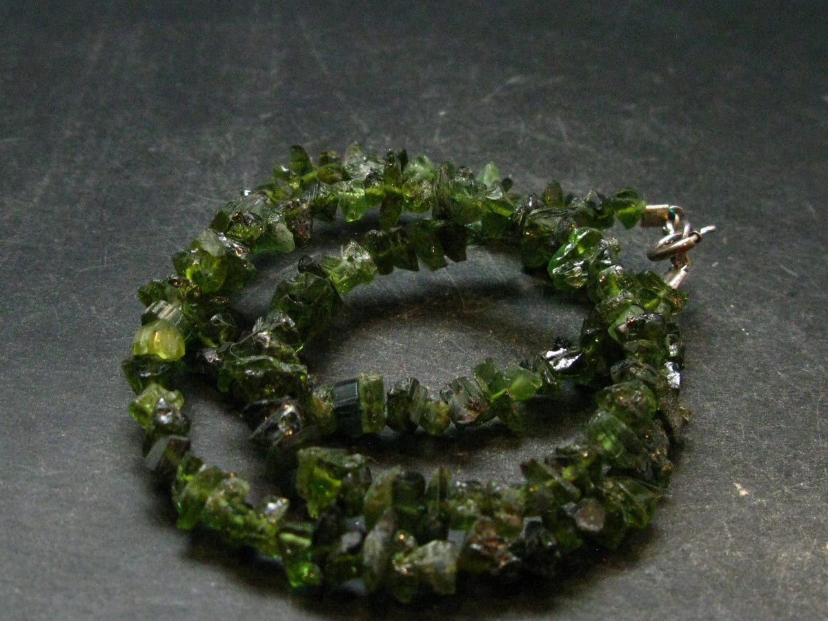Lightweight Tumbled Green Tourmaline Beads Necklace from Brazil - 19" - 19.70 Grams