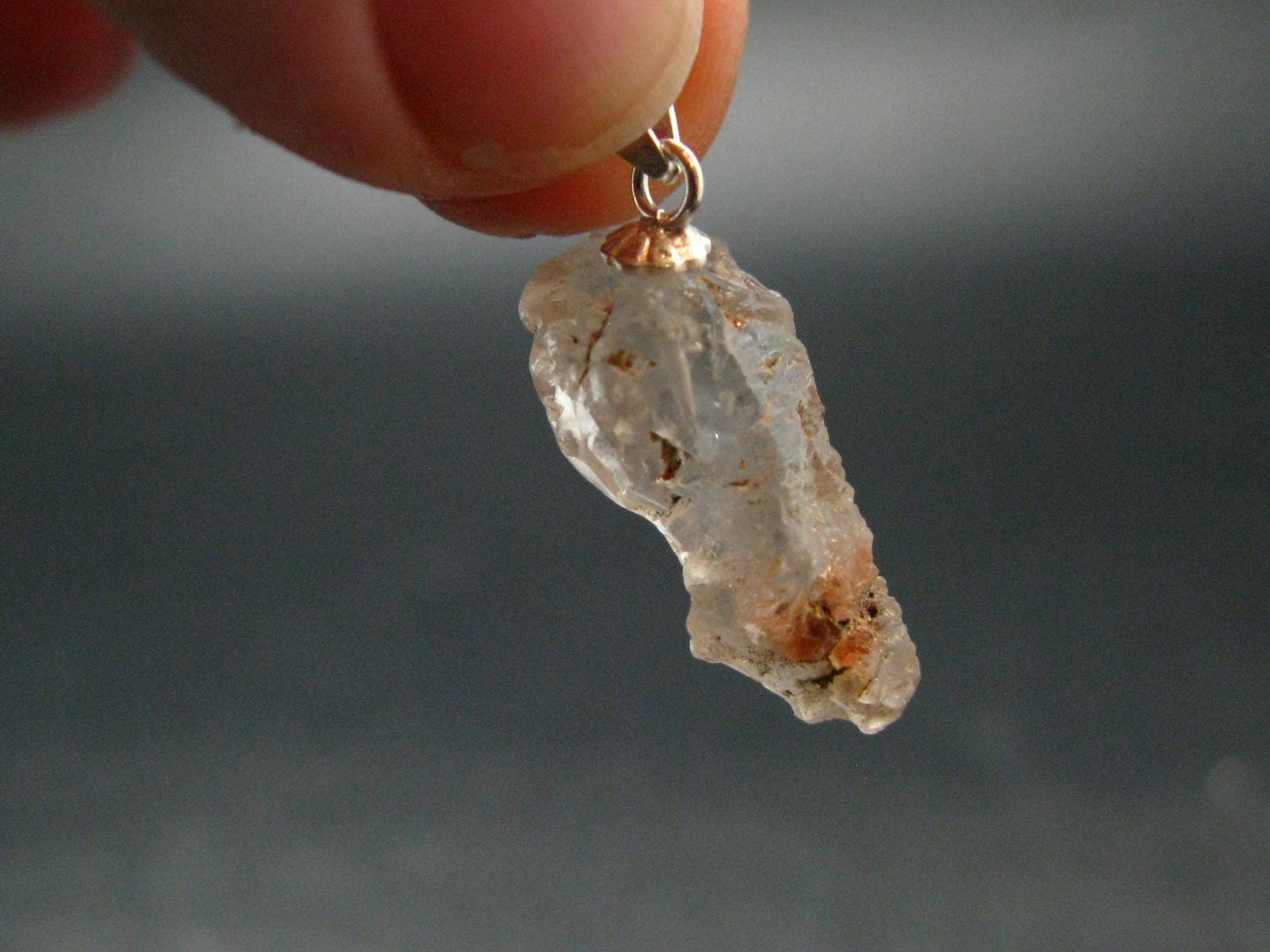 Rare Terminated Gemmy Nirvana (Pink Ice) Quartz Crystal Silver Pendant from the Himalayas - 1.0" - 2.06 Grams