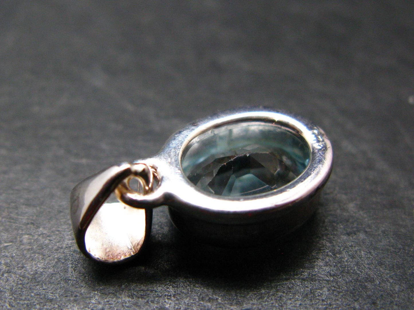 Blue Topaz Sterling Silver Pendant From Brazil - 0.8" - 2.72 Grams