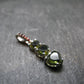 Moldavite Tektite & Red Garnet Silver Pendant from Czech Republic - 1.1"