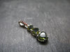 Moldavite Tektite & Red Garnet Silver Pendant from Czech Republic - 1.1"