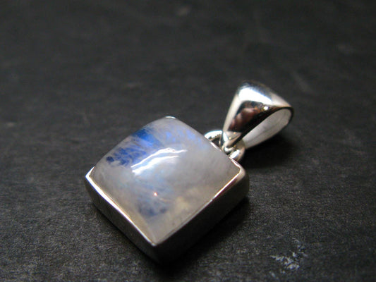 Natural Glow From Inside Moonstone Silver Plated Pendant - 0.7" - 2.57 Grams