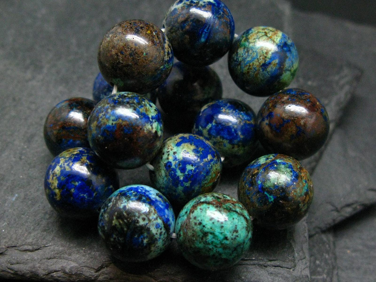 Azurite Genuine Bracelet ~ 7 Inches ~ 14mm Round Beads