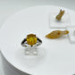 Oval Yellow Sapphire Ring | Sterling Silver Statement Ring, Size 7.5