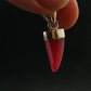 Vivid Juice Carmine Red Gem Rhodonite Silver Pendant From Brazil - 1.1" - 2.09 Grams