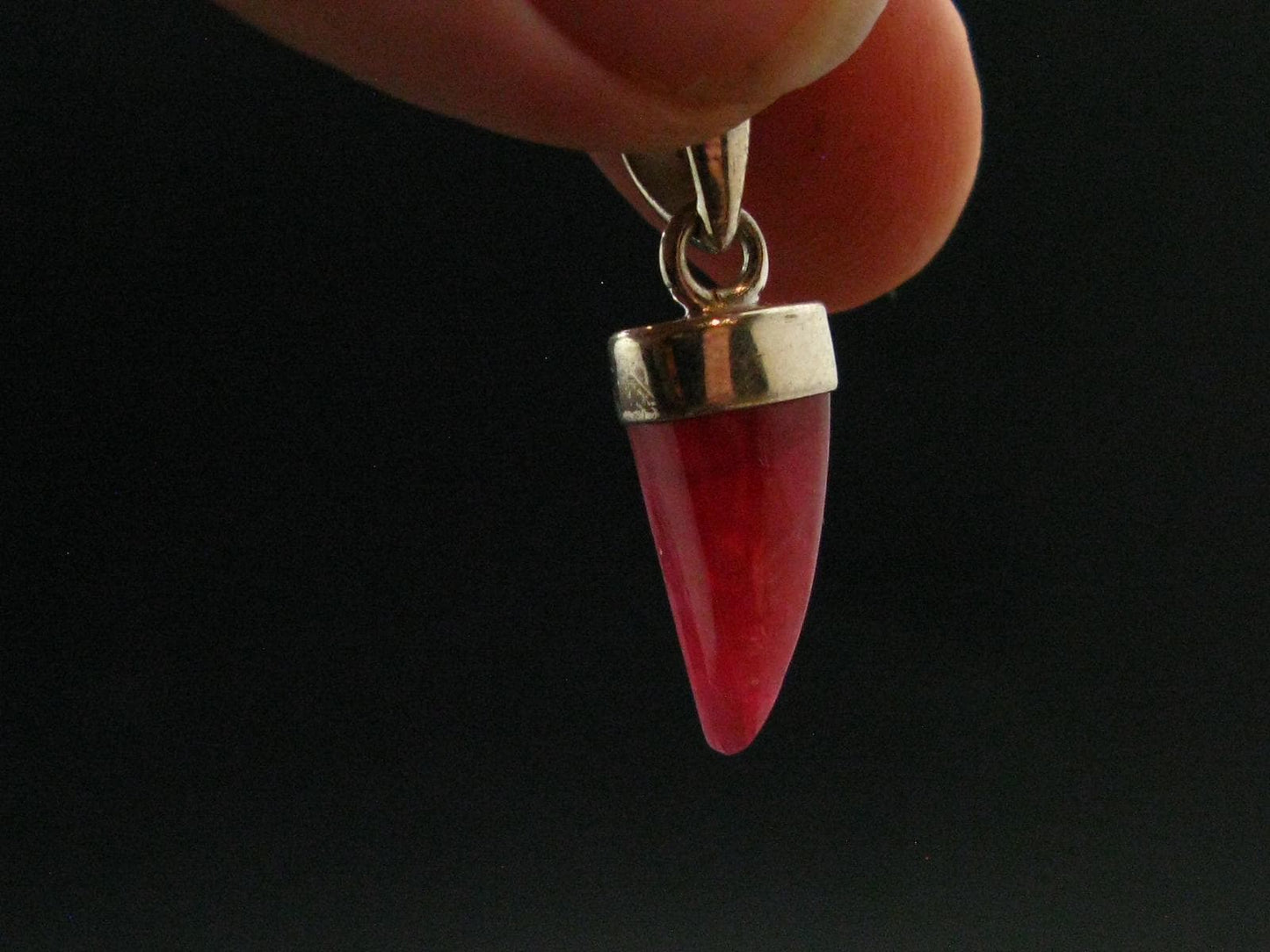 Vivid Juice Carmine Red Gem Rhodonite Silver Pendant From Brazil - 1.1" - 2.09 Grams