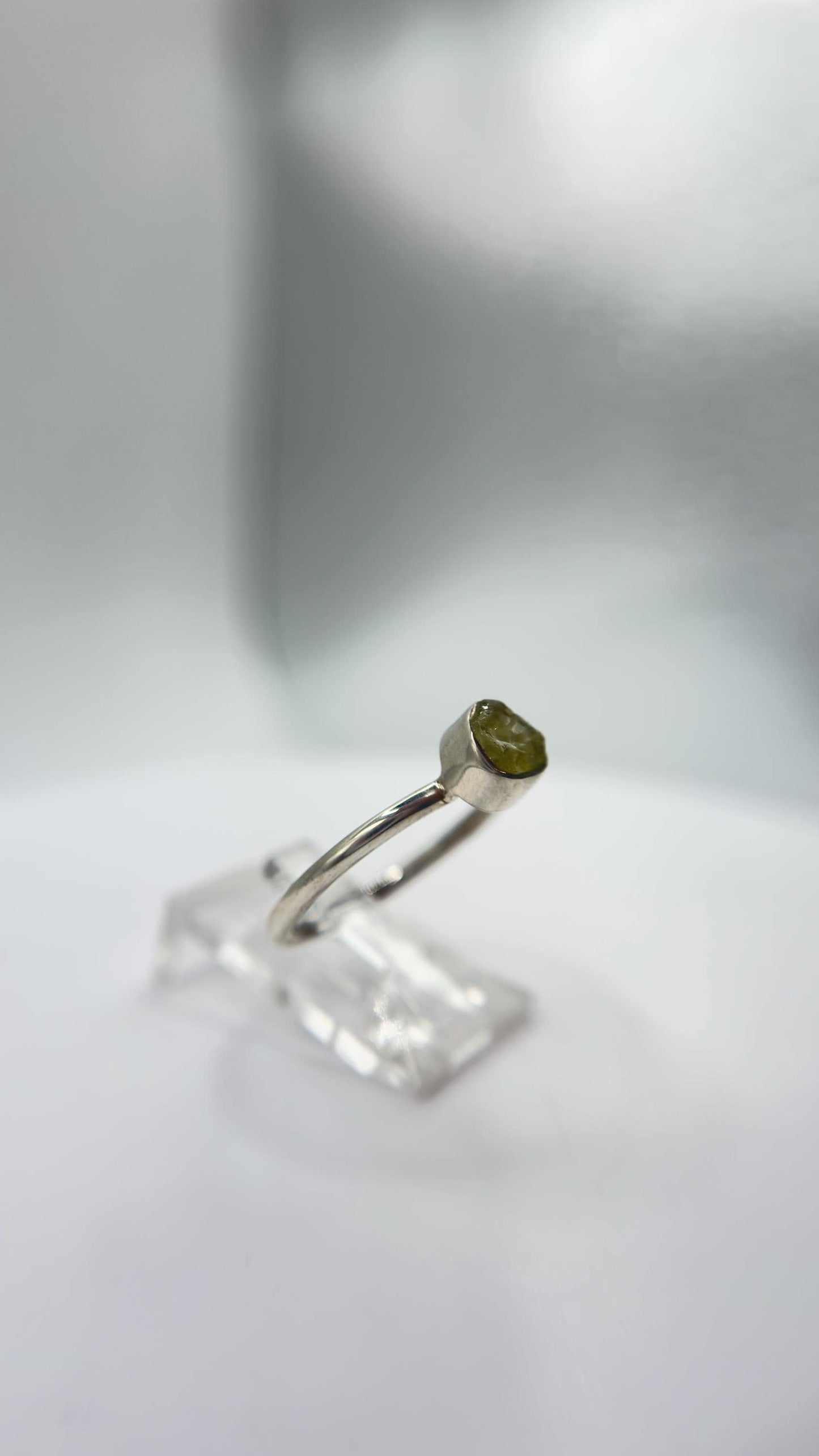 Chrysoberyl Raw Stone Ring Gemstone Silver Minimalist Jewelry Natural Crystal Gift - Sizes: 6, 7, 8