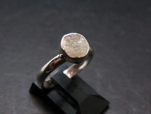 Very Rare White Cryolite 925 Silver Ring from Greenland - Size 7 - 1.93 Grams