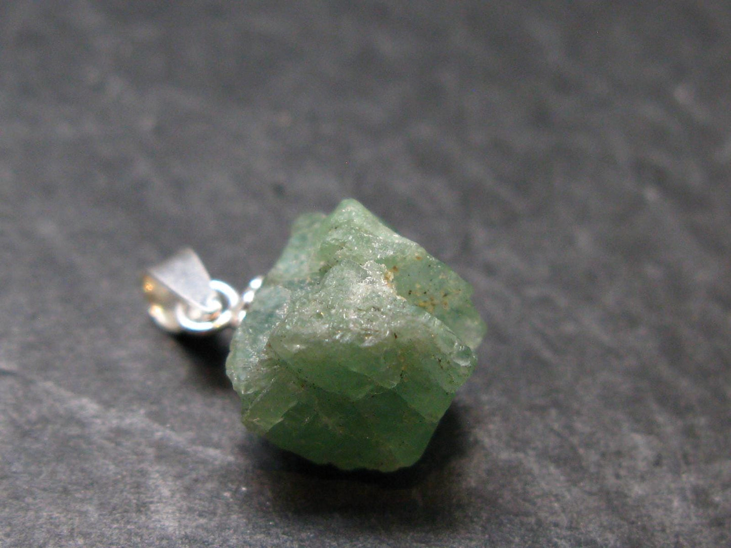 Extremely Rare Raw Gem Green Kornerupine Silver Pendant Crystal From Tanzania - 2.0 Grams - 0.8"