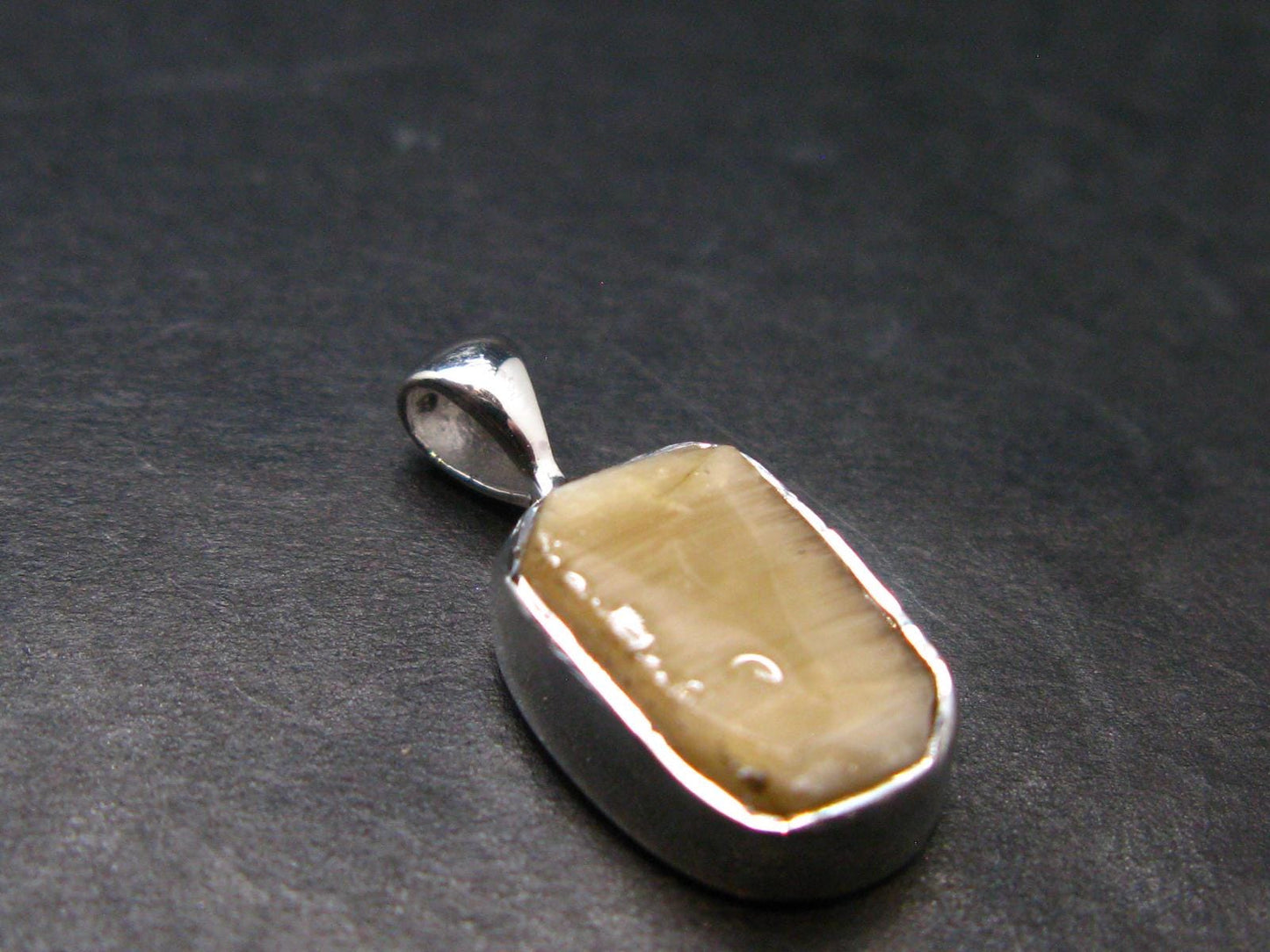 Large Natural Agni Gold Danburite Sterling Silver Pendant from Tanzania - 1.1" - 1.18 Grams