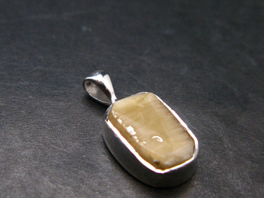 Large Natural Agni Gold Danburite Sterling Silver Pendant from Tanzania - 1.1" - 1.18 Grams