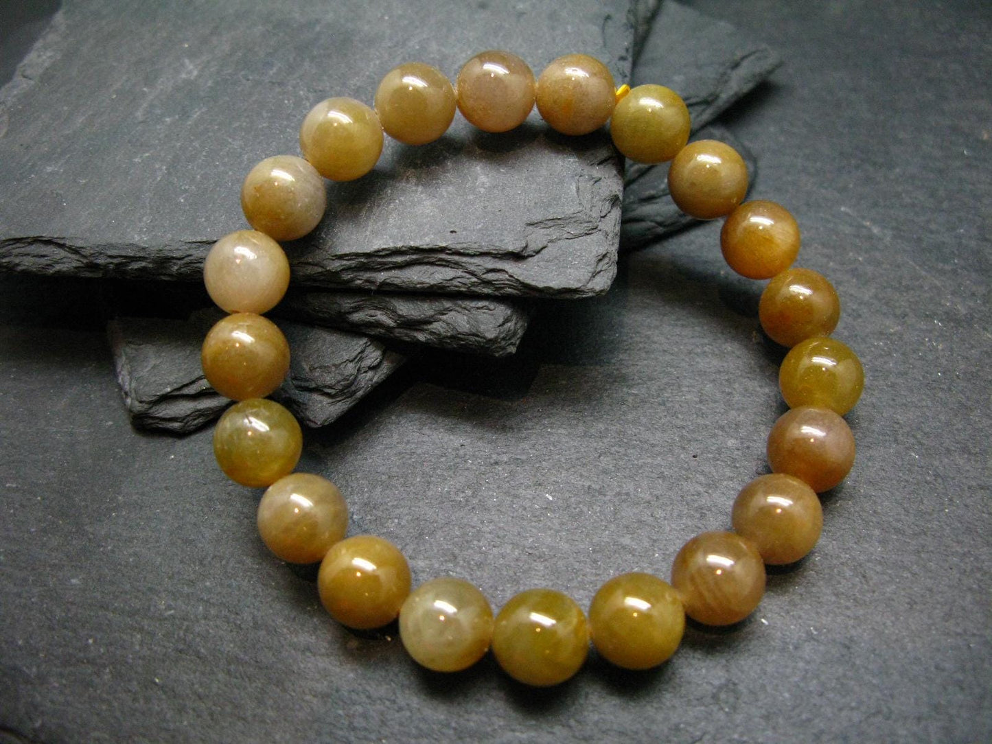 AAA Grade Gem Yellow Sapphire Genuine Bracelet ~ 7.5 Inches ~ 10mm Round Beads