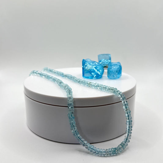 Sky Blue Topaz Faceted Rondelle Necklace – Natural Gemstone Elegance - 23.20 Grams