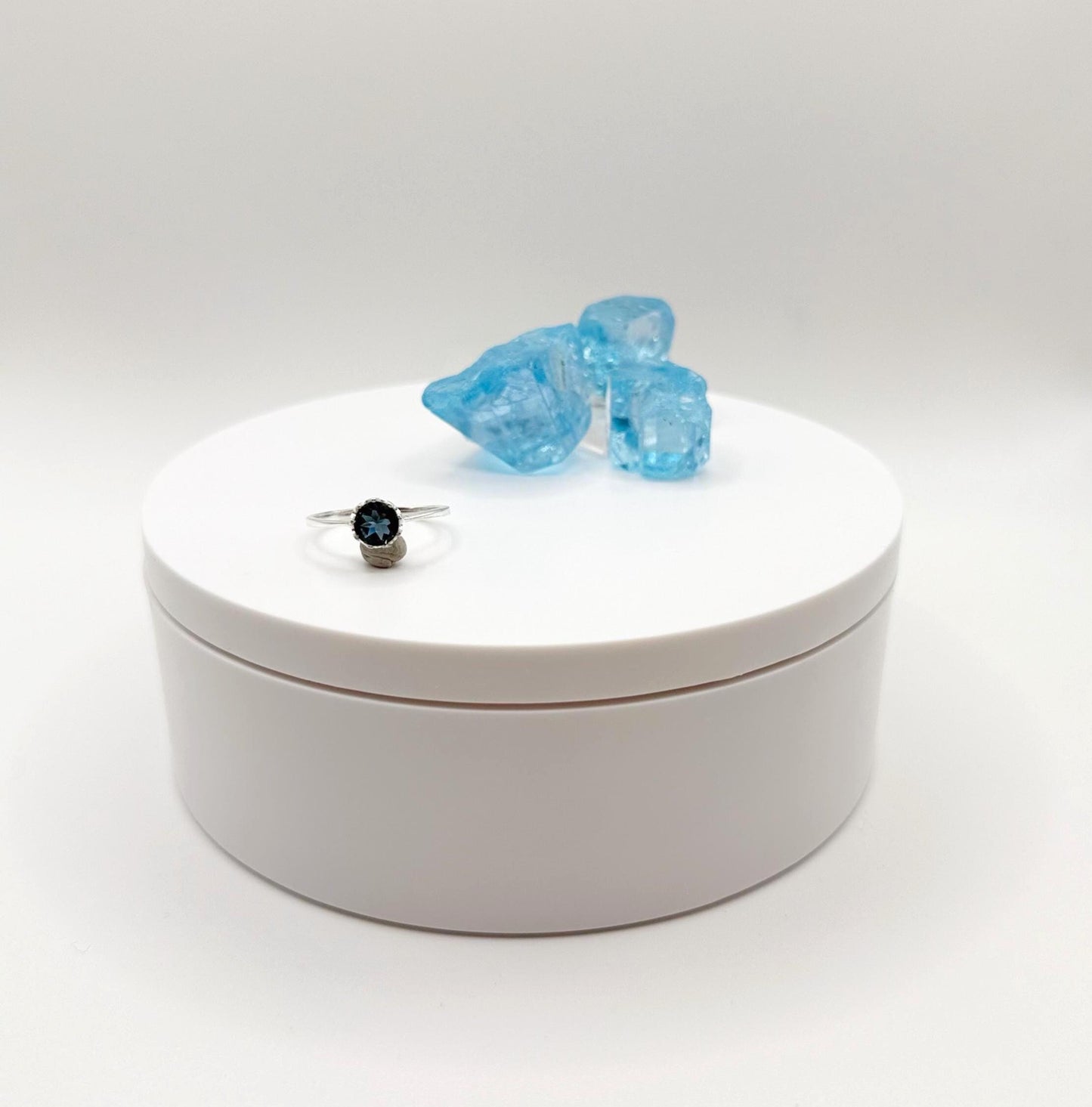 London Blue Topaz Ring – Bold Elegance in Deep Ocean Tones - Size 8