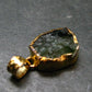 Moldavite Tektite Gold Plated Silver Pendant from Czech Republic - 0.8" - 1.60 Grams
