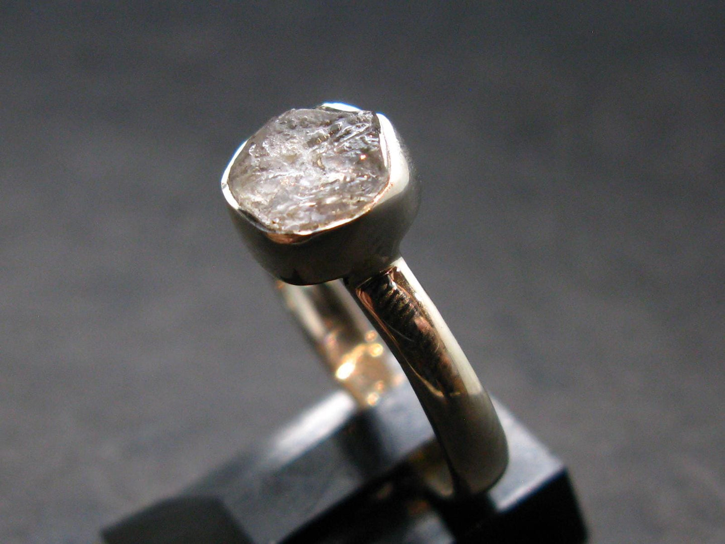 Gray Herderite Silver Ring from Africa - Size 7 - 1.88 Grams