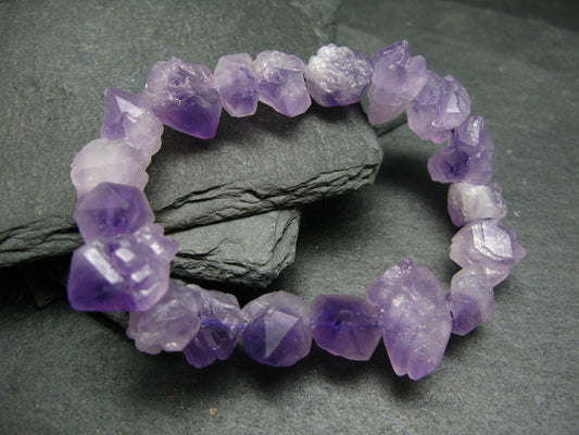 Amethyst Genuine Bracelet ~ 7 Inches ~ Raw Crystal Beads