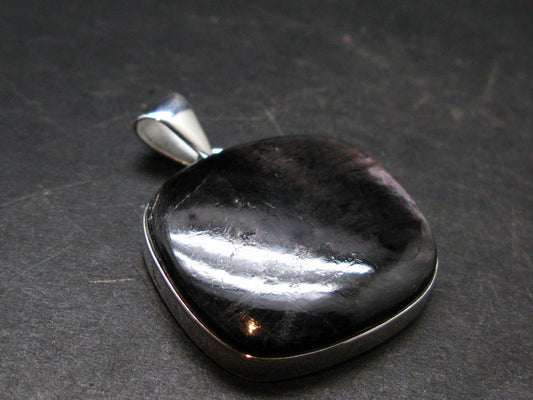 Tumbled Hypersthene Silver Plated Pendant From Canada - 1.4" - 11.32 Grams