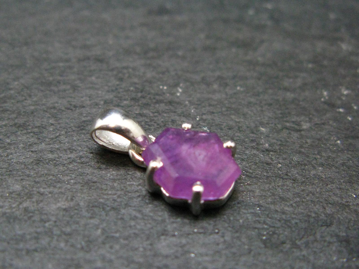 Ruby Crystal Silver Pendant from Africa - 0.6" - 1.25 Grams