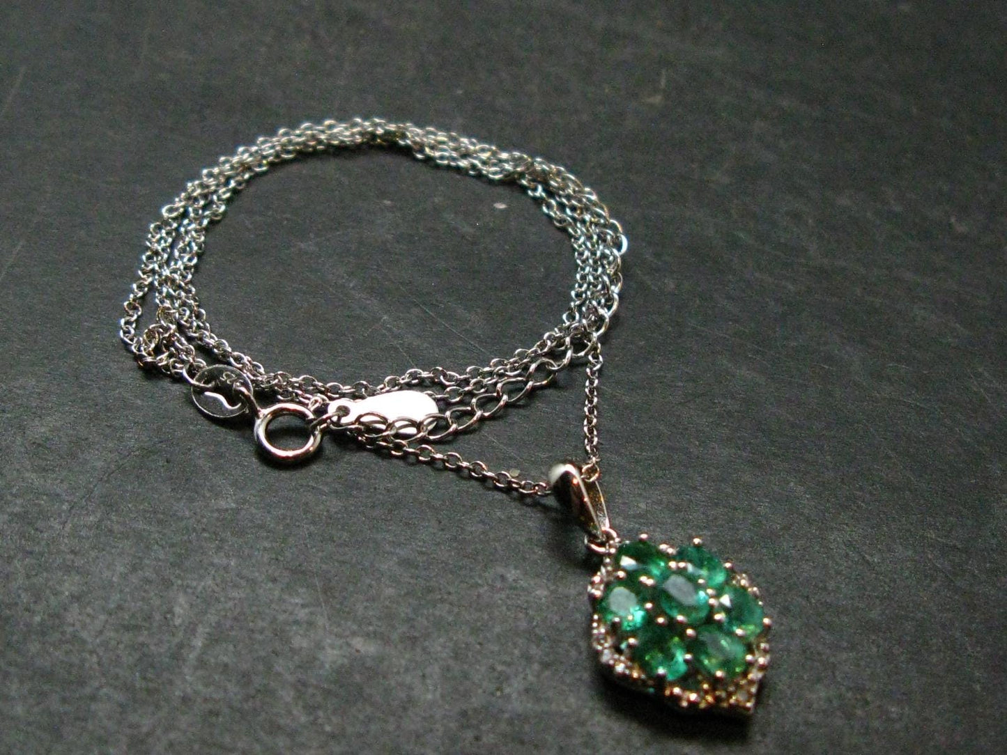 Emerald Silver Pendant W/Chain From Colombia - 3.26 Grams Total