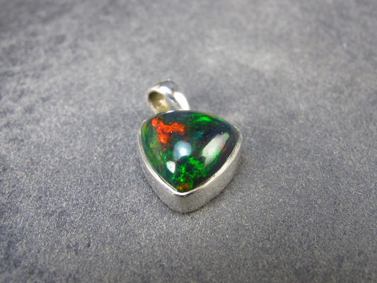 Rare Black Opal Sterling Silver Pendant from Australia - 0.7" - 1.61 Grams