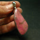 Vivid Juice Carmine Red Gem Rhodonite Silver Pendant From Brazil - 2.3" - 13.0 Grams