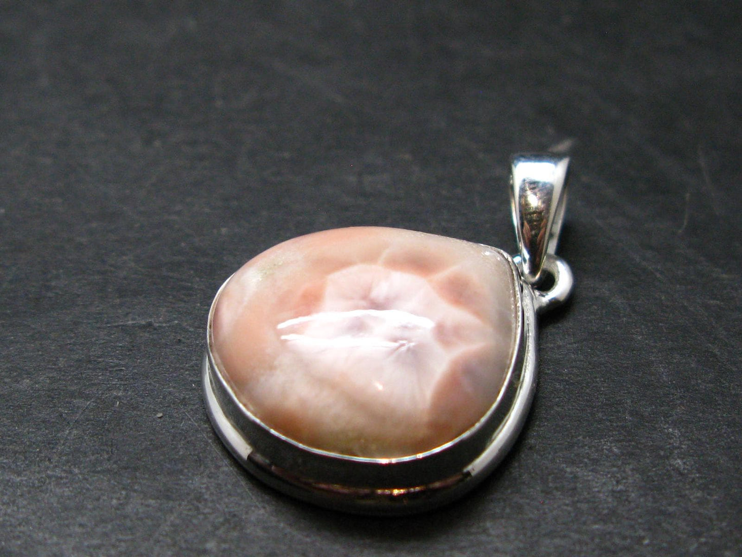 Natrolite Silver Plated Pendant Necklace From Indonesia - 1.1" - 3.72 Grams