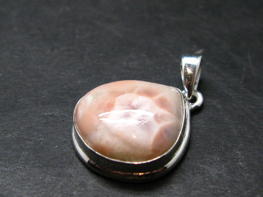Natrolite Silver Plated Pendant Necklace From Indonesia - 1.1" - 3.72 Grams