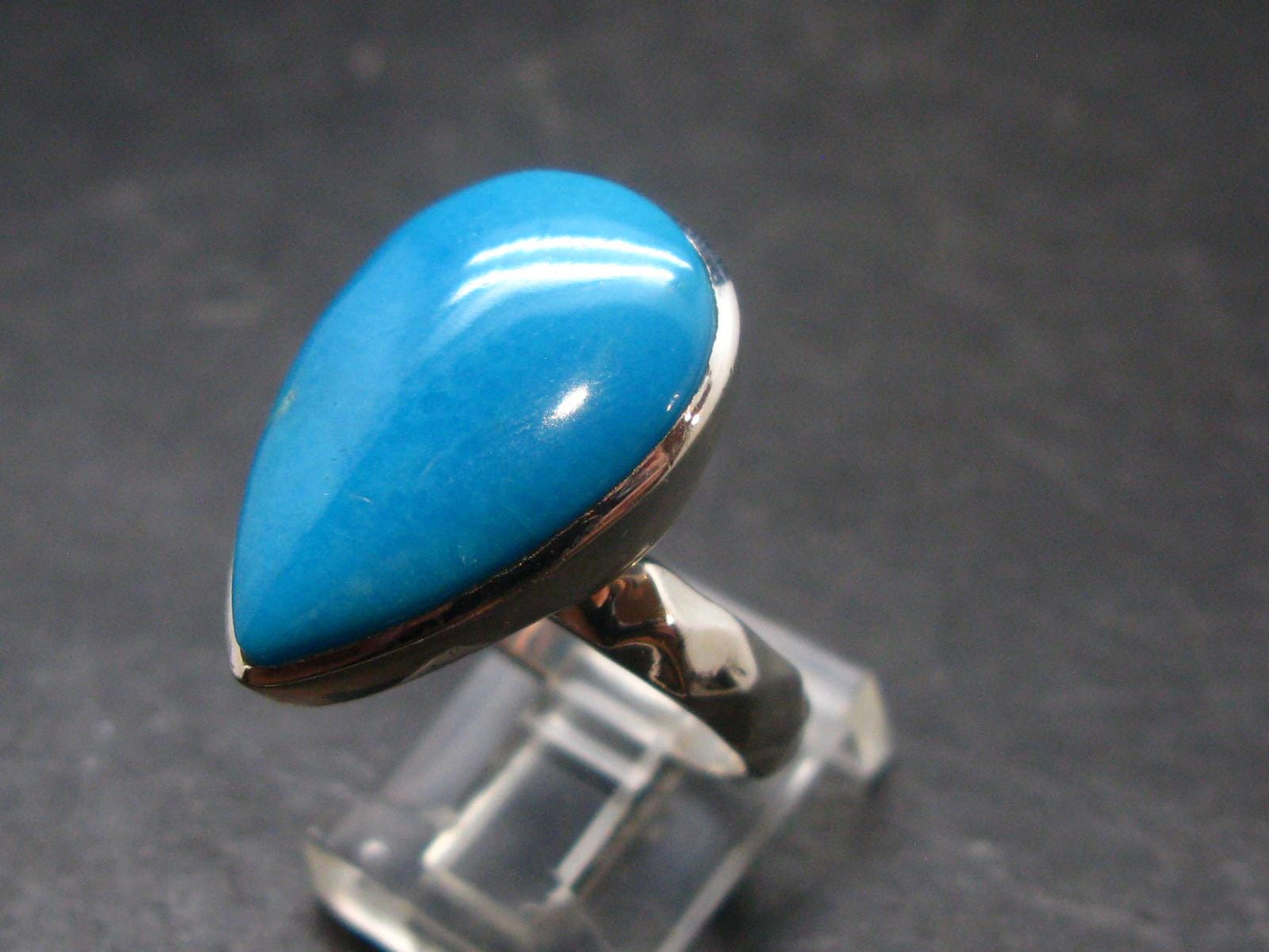 Genuine Turquoise Sterling Silver Ring Adjustable Size- 7.90 Grams