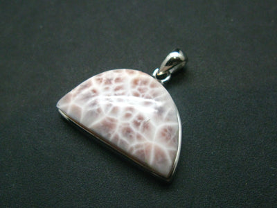 Natrolite Sterling Silver Pendant Necklace From Indonesia - 0.8" - 3.89 Grams