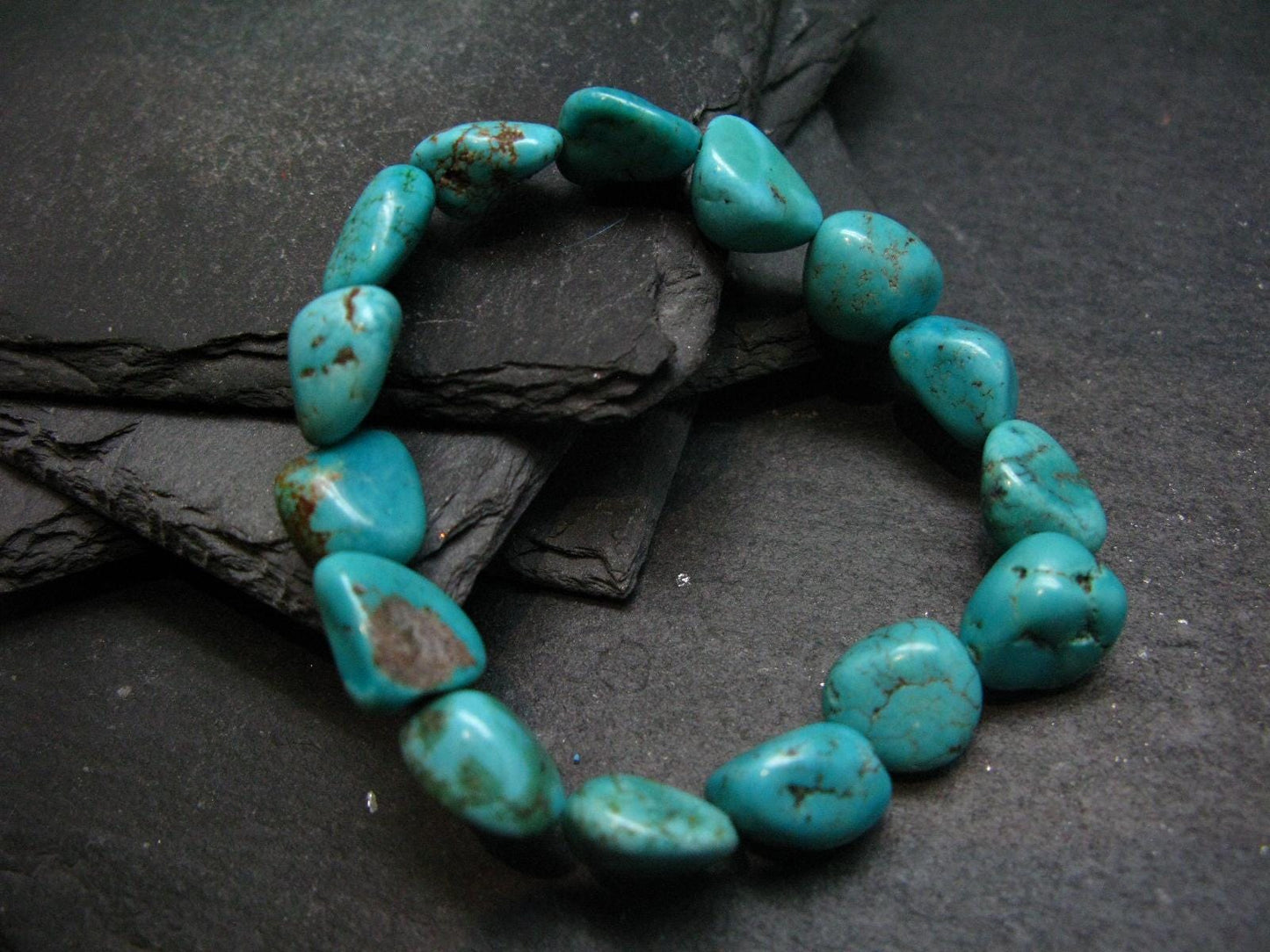 Turquoise Genuine Untreated Bracelet ~ 7 Inches ~ 12mm Tumbled Beads