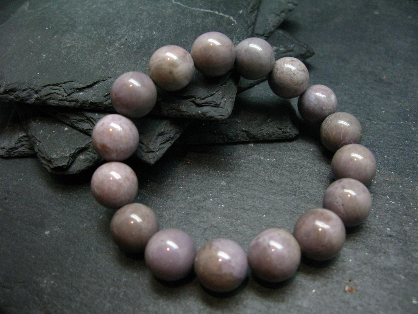 Purple Jade Jadeite Genuine Bracelet ~ 7 Inches ~ 12mm Round Beads